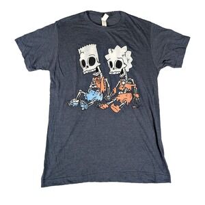 Bart and Lisa |‎ Simpsons | Gray | Mens | Skeleton Graphic T-Shirt | M